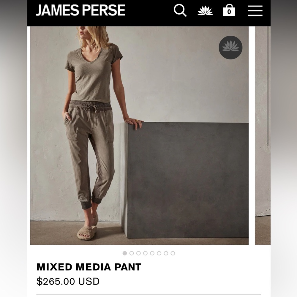 James perse. Mixed media pant size 1/S. Color ammo pigment